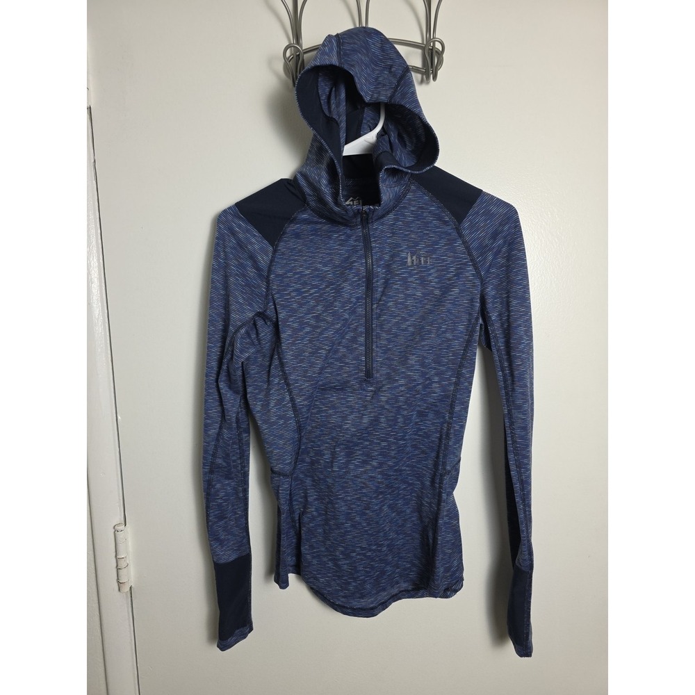 REI Co-op Performance Hoodie Womens Blue Size-S Lightweight Pullover Half Zip